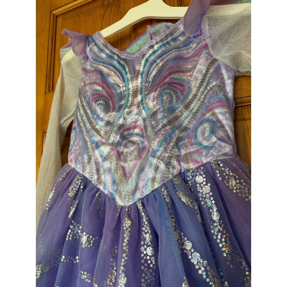 Wicked Glinda Costume Girls Small 4-6X Purple Silver Sequin Dress Up 173489L - Picture 3 of 6